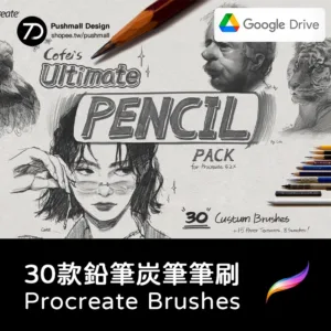 Procreate鉛筆炭筆橡皮素描數字CG繪畫筆刷2 3 4 6 H B